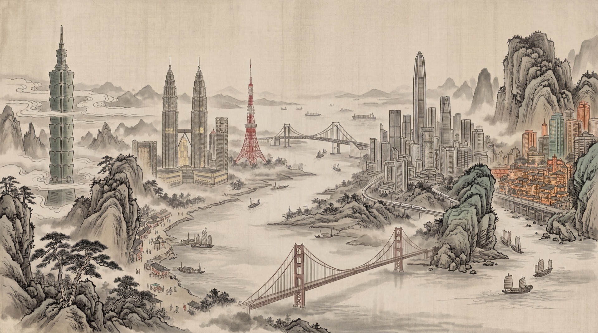 Industrial landscape in fog